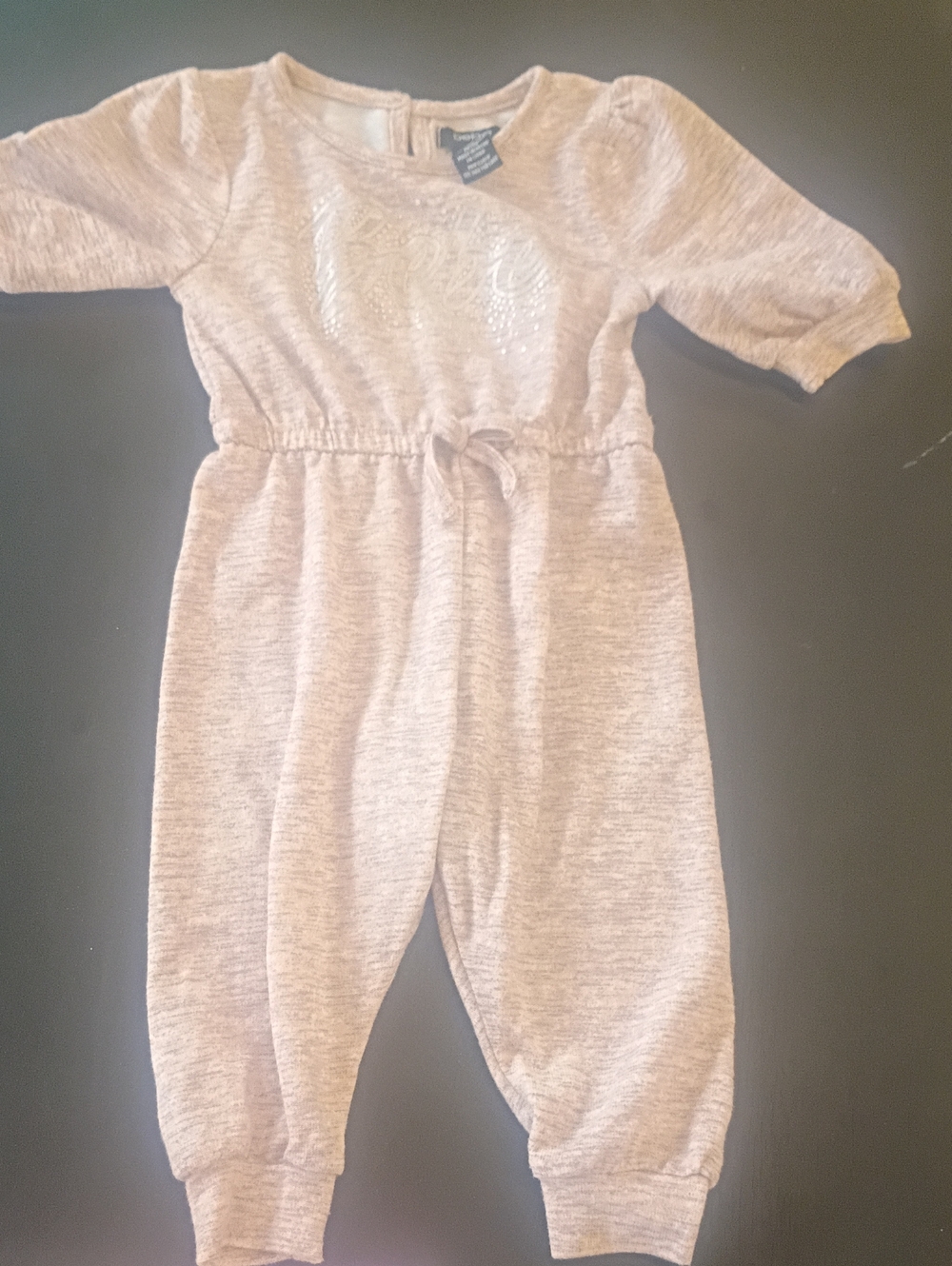 Toddler Neutral Heathered Jumpsuit with Drawstring